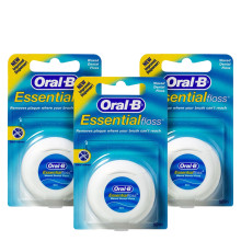 Набор из 3 зубных нитей Oral-B Essental floss вощеная, 50 м