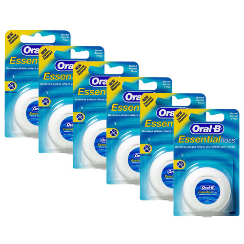 Набор из 6ти зубных нитей Oral-B Essental floss waxed 50 м