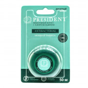 Флосс межзубный PresiDENT Antibacterial с хлоргексидином, вощеный, 50 м